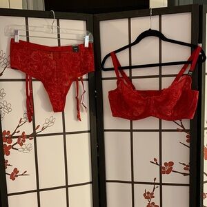 Torrid Red Lace Bra and Panty Set